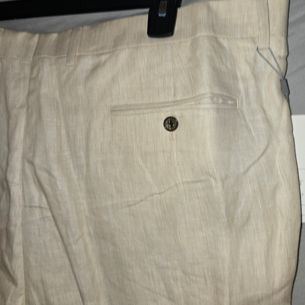 Baird McNutt Murano Linen Dress Pants 44x30 Mens Beige Zac Classic Fit Cuffed - Picture 11 of 12